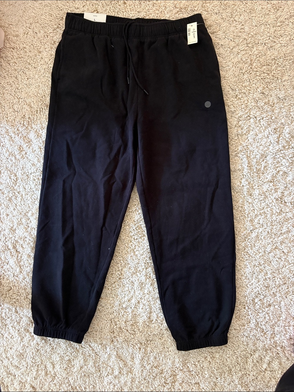 Aeropostale Black Men's Elastic-Waist Jogger Pants